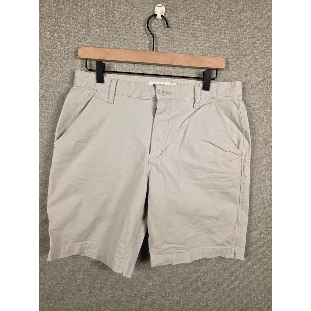 Calvin Klein Jeans Mens Chino Shorts 32 Light Gray Flat Front Stretch Casual